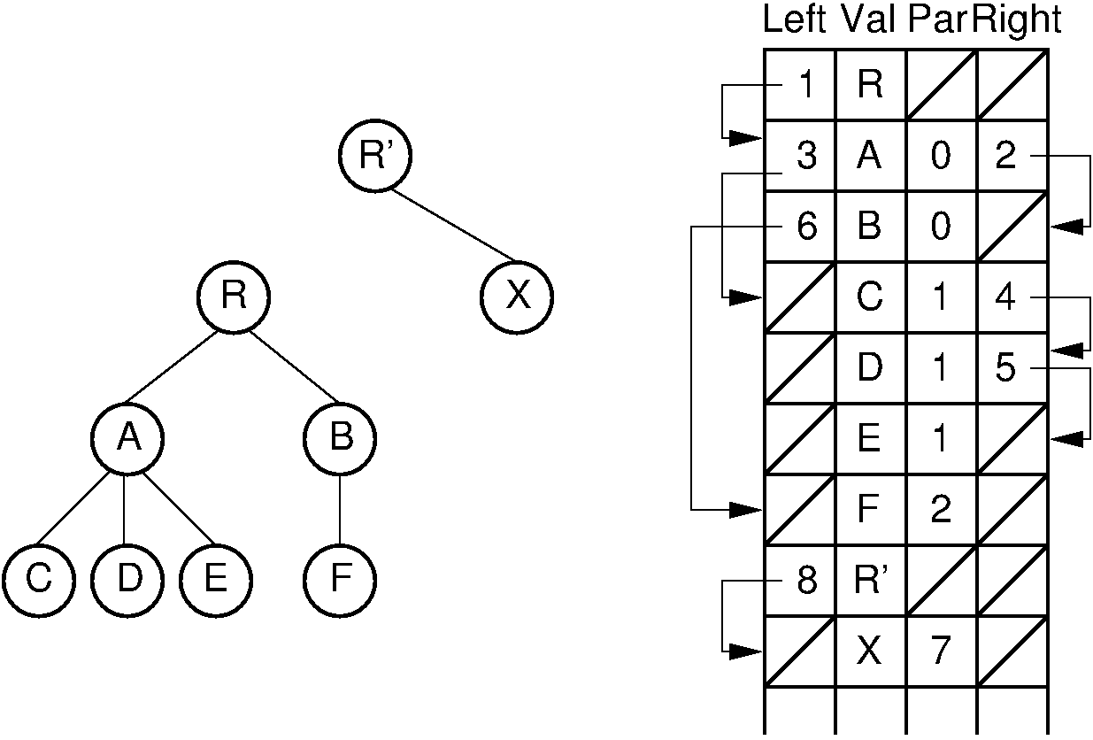 The left-child/right-sibling implementation