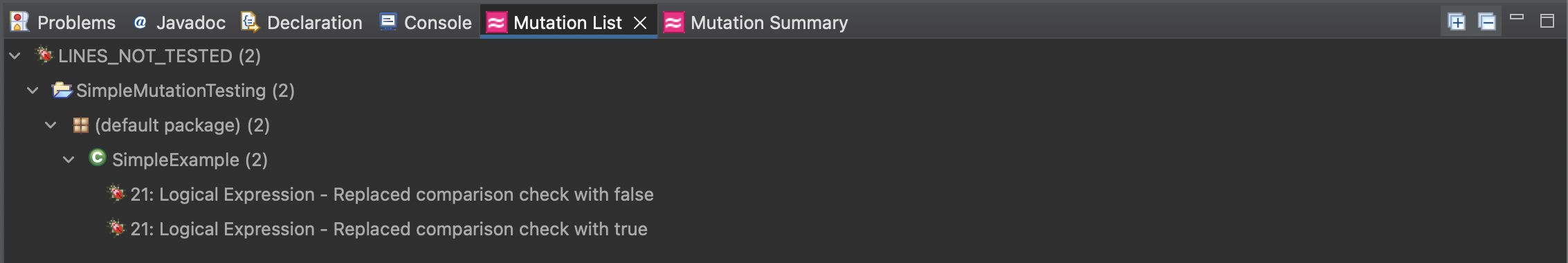 Example Code 2: Logical Expression Mutant (Remove Conditionals) without test cases