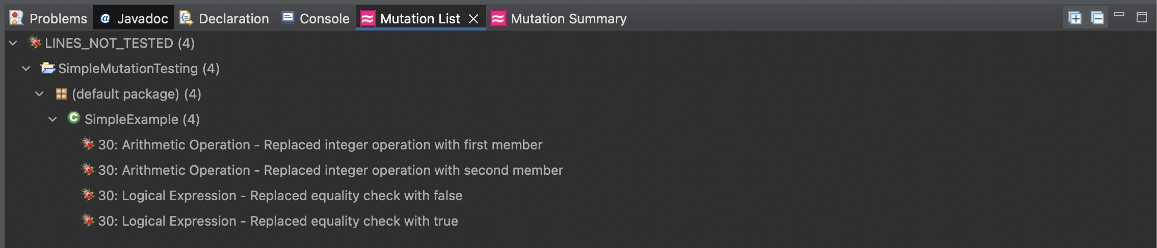 Example Code 3: Multiple Mutants in One Statement without test cases