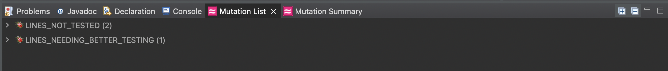 Mutation list