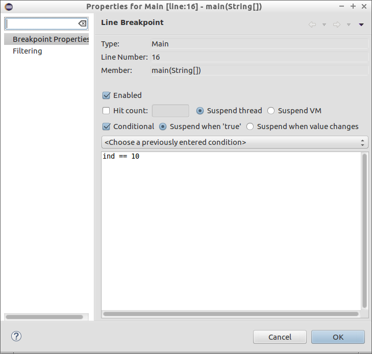 Breakpoint condition